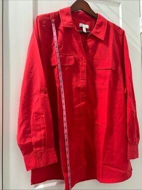 Chico's Women's Red Button-Front Long Sleeve Blouse